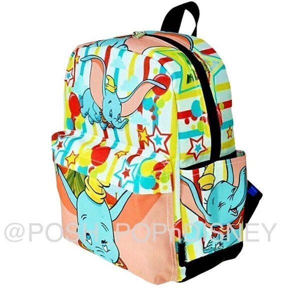 DISNEY Dumbo Daypack Elepant stars clouds & stripe print yellow red blue kawaii - Picture 6 of 6
